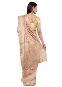 Banana Yellow Banarasi Saree With Weaved Colorful Floral Pattern Online - Kalki Fashion