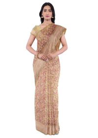 Banana Yellow Banarasi Saree With Weaved Colorful Floral Pattern Online - Kalki Fashion