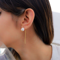 Baroque White Pearl Swan Drop Earrings With Gold Plating