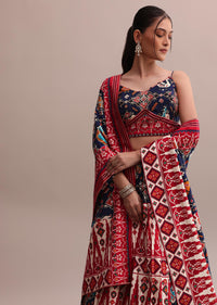 Beautiful Blue Silk Patola Printed Lehenga Choli Set