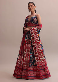 Beautiful Blue Silk Patola Printed Lehenga Choli Set