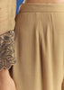 Beige Asymmetrical Georgette Beaded Kurta Pant Set With Dupatta