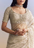 Beige Cream Tissue Saree With Floral Jaal