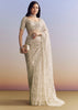 Beige Cream Tissue Saree With Floral Jaal