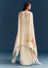 Beige Crop Top Skirt Set With Resham Work And Floral Cape