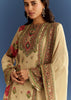 Beige Crush Tissue Floral Printed Kurta Palazzo With Dupatta