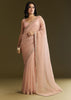Beige Crushed Tissue Saree With Stone Embellishment And Glossy Finish