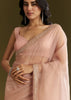 Beige Crushed Tissue Saree With Stone Embellishment And Glossy Finish