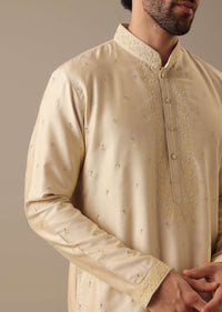 Beige Embroidered Kurta Set