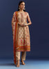 Beige Floral Printed Kurta And Dupatta With Cut Dana And Zardosi Work
