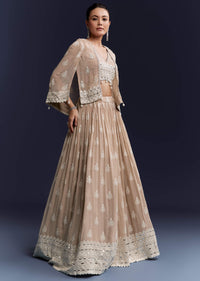 Beige Georgette Bridesmaid Lehenga With Thread And Sequins Work