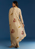 Beige Jamdani Cotton Kurta Set With Thread Work And Block Print Dupatta