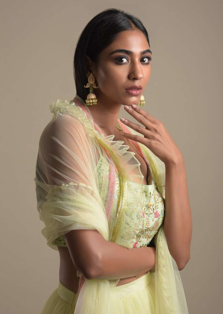 Gold Beige Earrings With Pearl And Dangling Chain Embellished Sphere And Fringed Semicircle  Online - Kalki Fashion