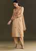 Beige Modal Threadwork Kurta Pant With Resham Organza Dupatta