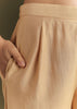 Beige Modal Threadwork Kurta Pant With Resham Organza Dupatta