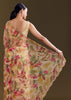 Beige Organza Saree With Beaded Border And Floral Print