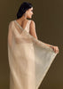 Beige Organza Tissue Saree With Cutdana And Beads Scallop Border