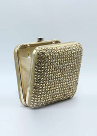 Beige silk hand embroidered clutch