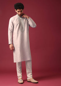 Grey Silk Kurta Set with Sequin Work