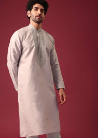 Grey Silk Kurta Set with Sequin Work