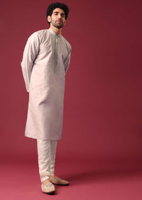 Grey Silk Kurta Set with Sequin Work