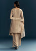Beige Tissue Kurta Set With Zardosi And Patch Work