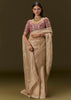 Beige Tissue Saree With Embroidered Brocade Blouse