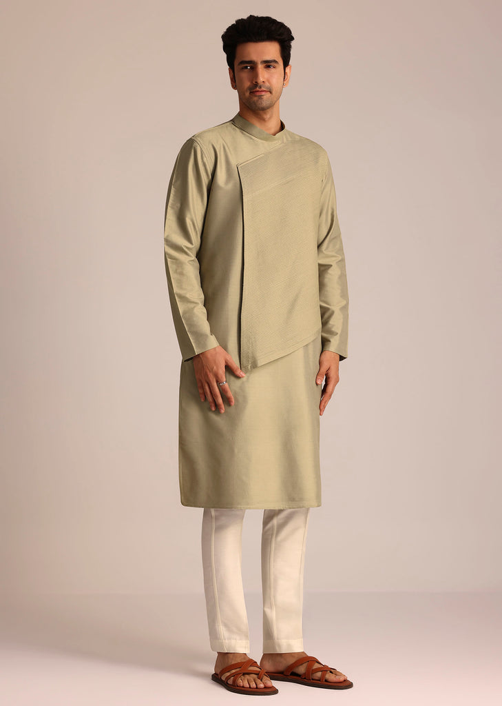 Beige Asymmetric Kurta Set