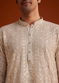 Beige Embroidered Kurta With Intricate Threadwork