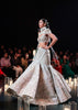 Beige Fish-Cut Lehenga And Cape Set With Crystal Tassels