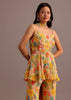 Beige Floral Printed Kurti Sharara Suit With Tissue Dupatta
