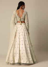 Beige Hand Embellished Blouse And Lehenga Set