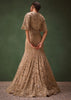Beige Heavy Embroidered Gown With Jacket