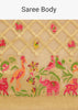 Beige Khaddi Georgette Jaal Work Saree With Animal Bird Motifs