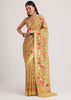 Beige Khaddi Georgette Jaal Work Saree With Animal Bird Motifs