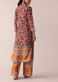 Beige Kurta And Pant Set With Printed Motifs