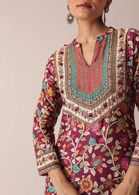 Beige Kurta And Pant Set With Printed Motifs