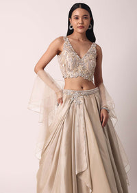 Beige Lehenga Set With Embroidered Work