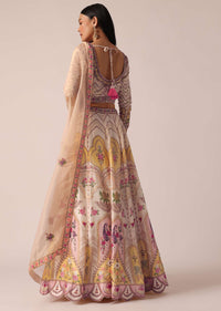 Beige Lehenga Set With Sequin Embellishments