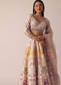 Beige Lehenga Set With Sequin Embellishments