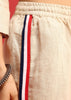 Beige Linen Co ord Set With Patchwork