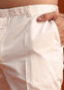 Beige Linen Silk Jacket Kurta And Jacket Set With Mirror Work