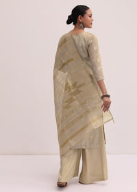 Beige Linen Silk Kurta Palazzo Set