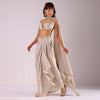 Beige Pleated Skirt And Top With Embroidered Choker Dupatta