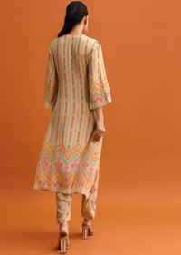 Beige Printed Kurta And Pant