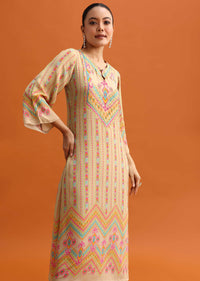 Beige Printed Kurta And Pant