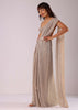 Beige Ready-To-Wear Saree In Sequin Knit Fabric And Fancy Blouse