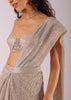 Beige Ready-To-Wear Saree In Sequin Knit Fabric And Fancy Blouse