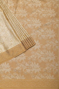 Beige Saree In South Resham Silk With Kashmiri Woven Work And Unstitched Blouse Fabric