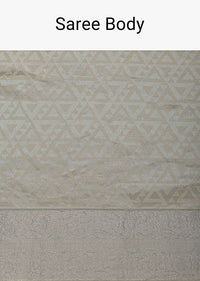 Beige Saree In South Silk With Geometrical Zari Woven Motifs And Unstitched Blouse Fabric